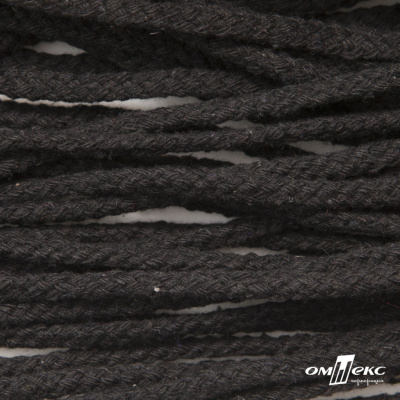 Шнур плетеный d-6 мм круглый, 70% хлопок 30% полиэстер, уп.90+/-1 м, цв.1078-черный - купить в Волжском. Цена: 588 руб.