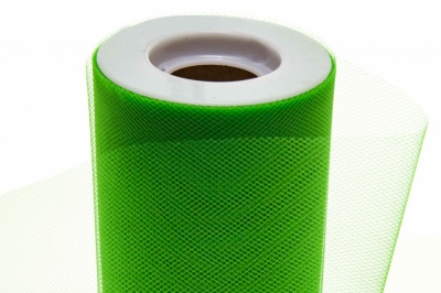 Фатин в шпульках 16-146, 10 гр/м2, шир. 15 см (в нам. 25+/-1 м), цвет зелёный - купить в Волжском. Цена: 100.69 руб.