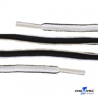 Шнурки #4-27, круглые 130 см, двухцветные (черно/белый) - купить в Волжском. Цена: 47.04 руб.