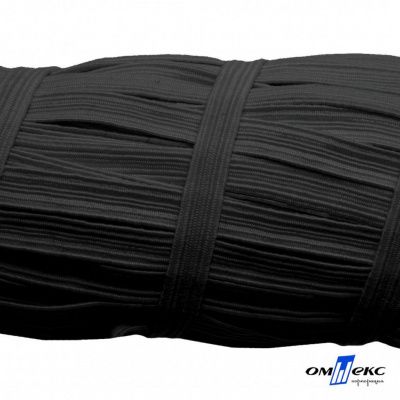 Резиновые нити с текстильным покрытием, шир. 6 мм (55 м/уп), цв.-черный - купить в Волжском. Цена: 210.75 руб.