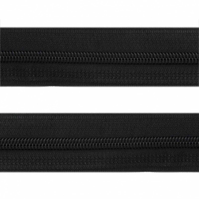 Рулонная молния с покрытием PVC спираль тип 3 (упак.270м) -черная с полосой СВО - купить в Волжском. Цена: 12.74 руб.