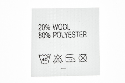 Состав и уход 20% wool 80% poliester - купить в Волжском. Цена: 64.21 руб.