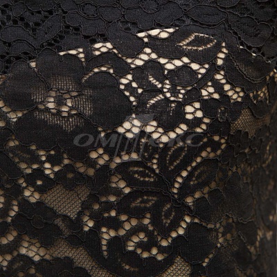 Кружевное полотно #3378, 150 гр/м2, шир.150см, цвет чёрный - купить в Волжском. Цена 370.97 руб.