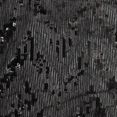 Трикотажное полотно с пайетками, шир.130 см, #311-бахрома чёрная - купить в Волжском. Цена 1 183.35 руб.