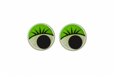 Глазки для игрушек, круглые, с бегающими зрачками, 10 мм/упак.50+/-2 шт, цв. -зеленый - купить в Волжском. Цена: 71.92 руб.