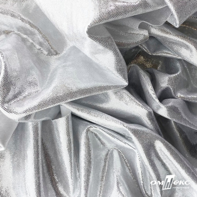 Трикотажное полотно голограмма, шир.140 см, #602 -белый/серебро - купить в Волжском. Цена 385.88 руб.