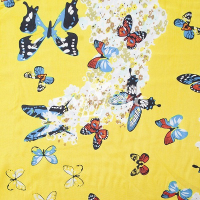 Плательная ткань "Софи" 7.2, 75 гр/м2, шир.150 см, принт бабочки - купить в Волжском. Цена 241.49 руб.