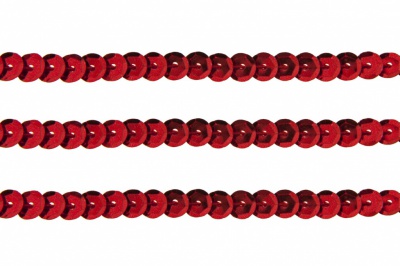Пайетки "ОмТекс" на нитях, SILVER-BASE, 6 мм С / упак.73+/-1м, цв. 3 - красный - купить в Волжском. Цена: 468.37 руб.