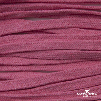 Шнур плетеный d-8 мм плоский, 70% хлопок 30% полиэстер, уп.85+/-1 м, цв.1029-розовый - купить в Волжском. Цена: 735 руб.