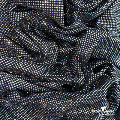 Трикотажное полотно голограмма, шир.140 см, #601-хамелеон чёрный - купить в Волжском. Цена 452.76 руб.