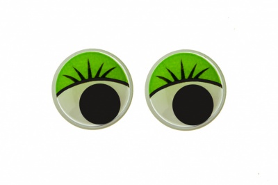 Глазки для игрушек, круглые, с бегающими зрачками, 15 мм/упак.50+/-2 шт, цв. -зеленый - купить в Волжском. Цена: 113.01 руб.