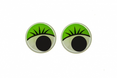 Глазки для игрушек, круглые, с бегающими зрачками, 12 мм/упак.50+/-2 шт, цв. -зеленый - купить в Волжском. Цена: 95.04 руб.