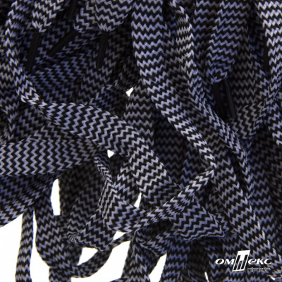 Шнурки #107-07, плоские 130 см, двухцветные цв.серый/чёрный - купить в Волжском. Цена: 23.03 руб.
