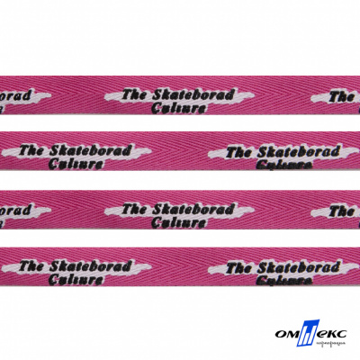 Тесьма отделочная (киперная) 10 мм, 100% хлопок,"THE SKATEBOARD CULIURE"(45 м) цв.121-26 -яр.розовый - купить в Волжском. Цена: 850.62 руб.
