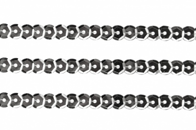 Пайетки "ОмТекс" на нитях, SILVER-BASE, 6 мм С / упак.73+/-1м, цв. 1 - серебро - купить в Волжском. Цена: 468.37 руб.