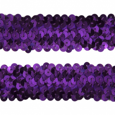Тесьма с пайетками 12, шир. 30 мм/уп. 25+/-1 м, цвет фиолет - купить в Волжском. Цена: 1 098.48 руб.