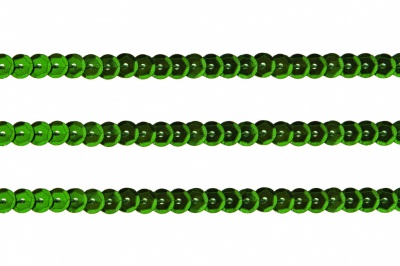 Пайетки "ОмТекс" на нитях, SILVER-BASE, 6 мм С / упак.73+/-1м, цв. 4 - зеленый - купить в Волжском. Цена: 484.77 руб.