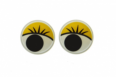 Глазки для игрушек, круглые, с бегающими зрачками, 15 мм/упак.50+/-2 шт, цв. -желтый - купить в Волжском. Цена: 113.01 руб.